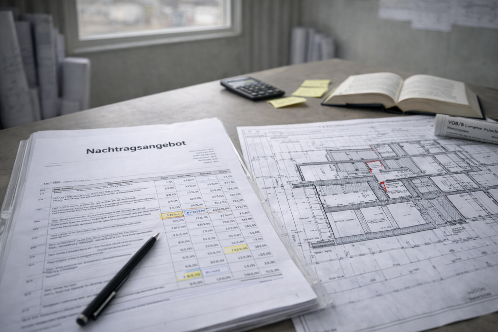 Schreibtisch mit Unterlagen